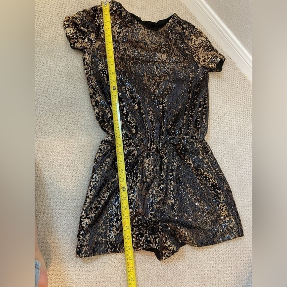 Shoshanna Gold Sequin Zena Back Tie Romper Size 4 - Picture 9 of 10